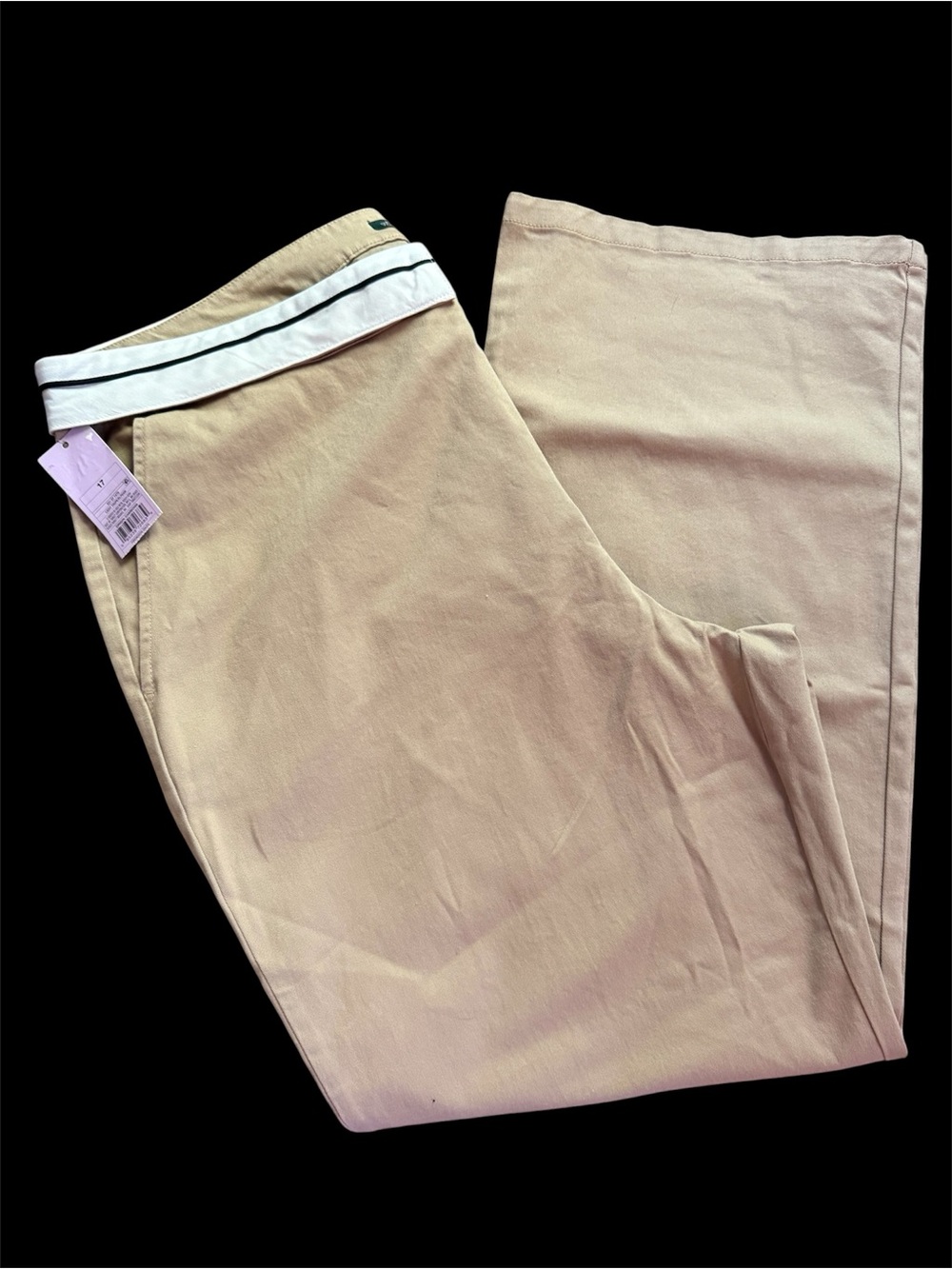 Target WILD FABLE Beige Wide-Leg Pants w/White Waistband & Black Trim NWT